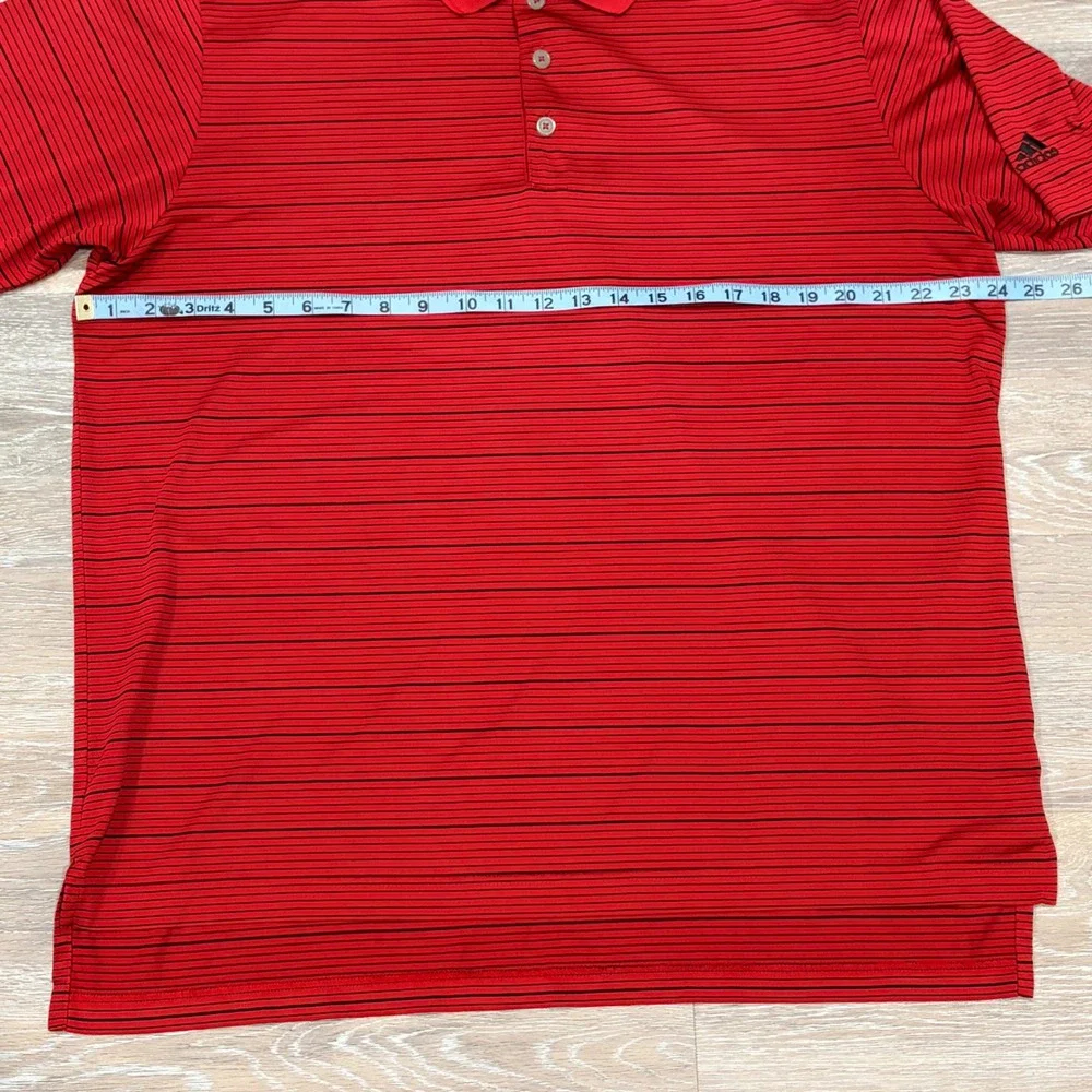 Adidas Mens Red Black Striped Short Sleeve Golf Polo Shirt XL